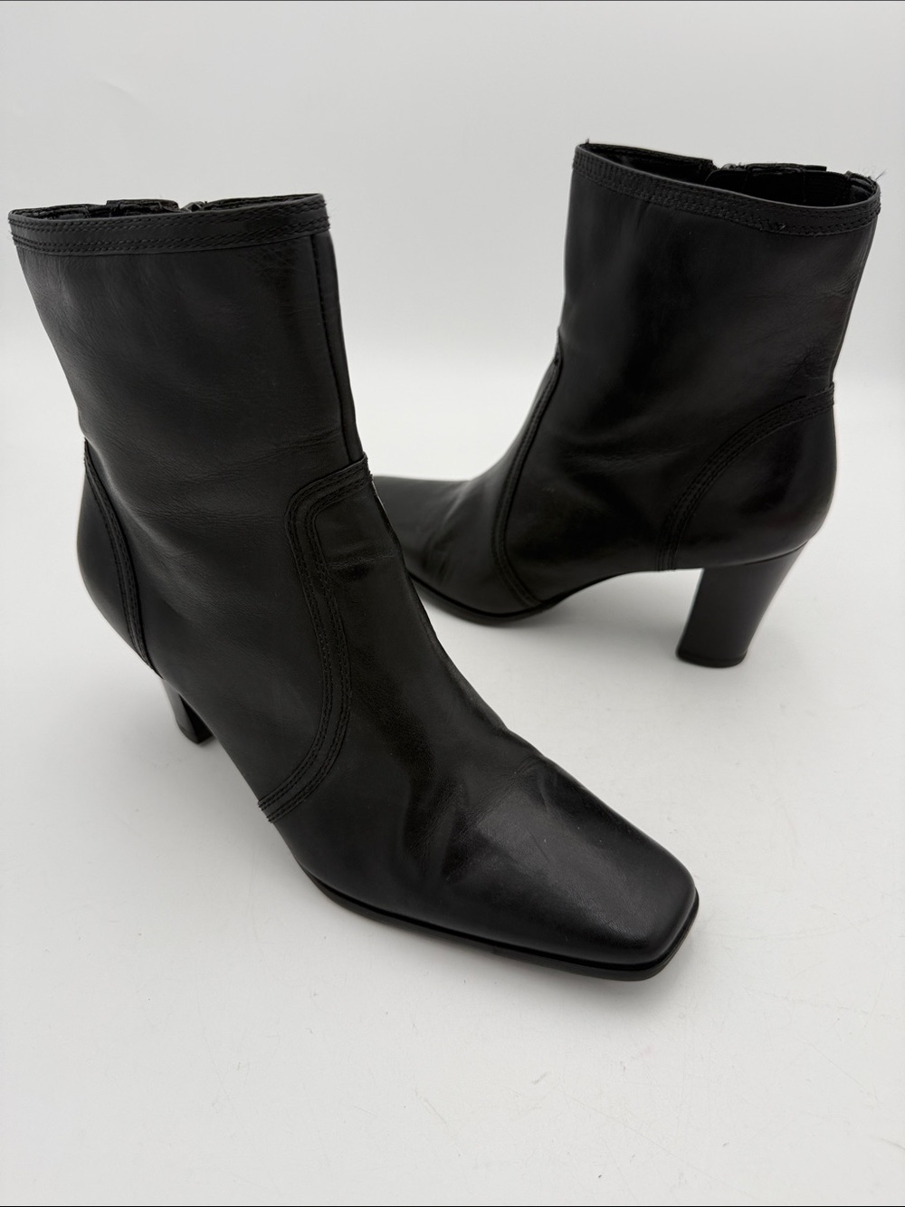 Style &co Black Leather Women Ankle Boots - Classic Square Toe women 8M Y2K fall